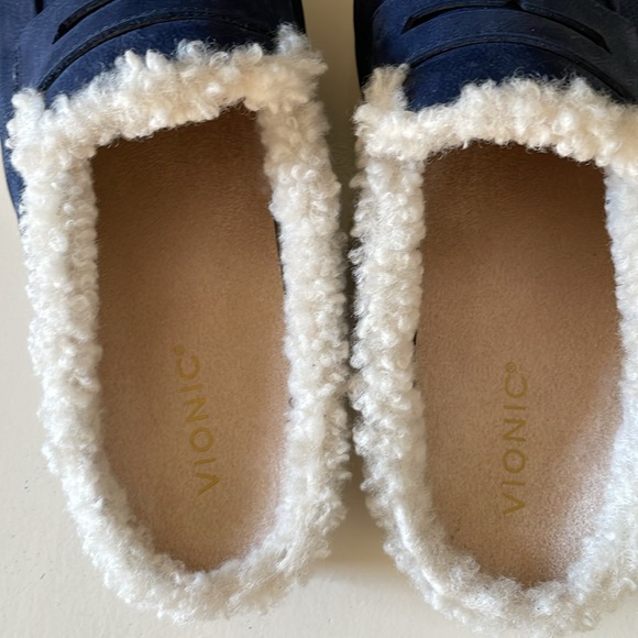 Vionic women's or men's uptown mules 11W Blue with faux fur lining - Picture 5 of 5